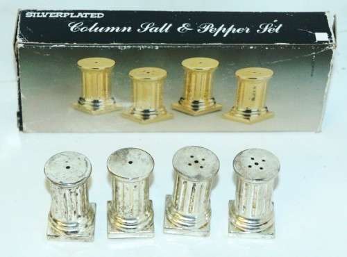 Vintage ` ELWECO silver plated` column salt and pepper sets