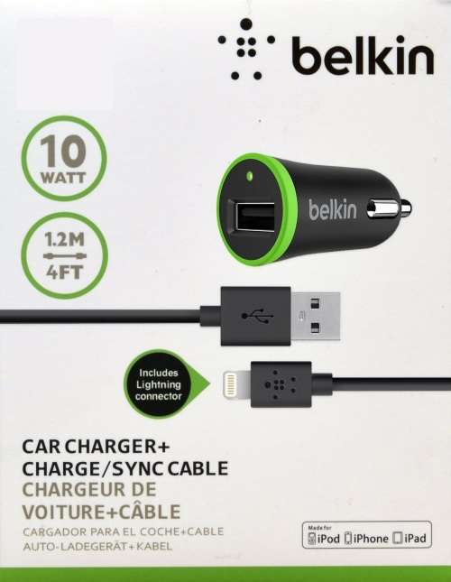 Belkin Car Charger for + Charge/Sync Cable (ipod, iphone, ipad)