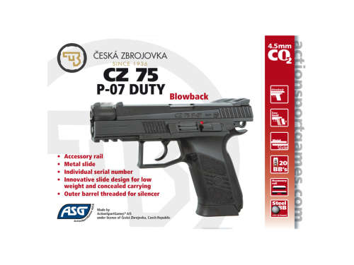 ASG Cz 75 P07 Duty Blow Back Airsoft Pistol 4.5mm CO2
