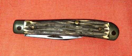 Vintage Queen pocket knife with antler scales