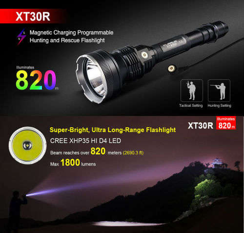 Ultra-Bright Tactical LED Flashlight: Klarus XT30R - 1800 L