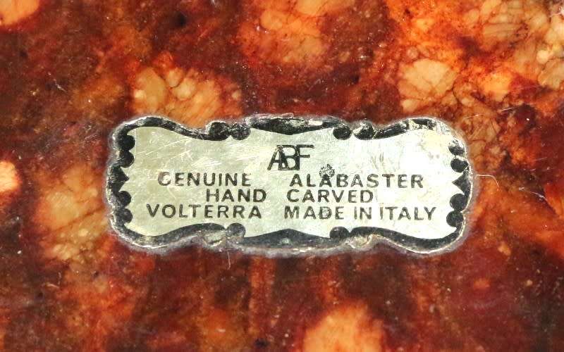 Genuine Alabaster Hand carved Ashtray - made in Volterra Italy