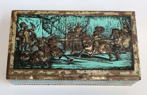 Rectangular Tin with Jousting scene
