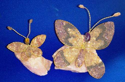 Rose Quartz Gem Butterflies X 2
