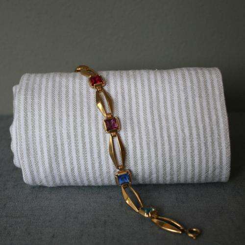 Vintage multi-coloured stone and rolled gold bracelet