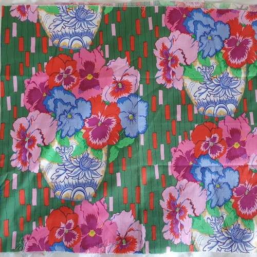 Jill Gordon Free Spirit Quilting Fabric (Pansies in green) 0.5 yard - Rare OOP