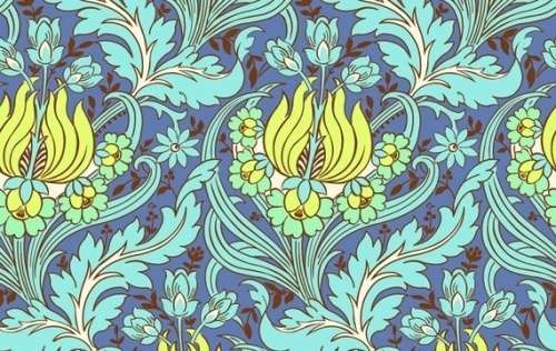 Amy Butler Soul Blossoms Quilting Fabric (Temple Tulips in blue) 0.5 yard - Rare OOP