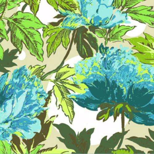 Amy Butler Soul Blossoms Quilting Fabric (Twilight Peony in blue) 0.5 yard - Rare OOP