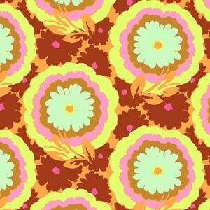 Amy Butler Soul Blossoms Quilting Fabric (Buttercups in rust) 0.5 yard - Rare OOP
