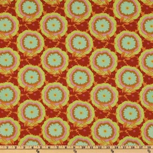 Amy Butler Soul Blossoms Quilting Fabric (Buttercups in rust) 0.5 yard - Rare OOP