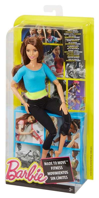 Brunette Made to Move barbie doll in yoga outfit - new in box