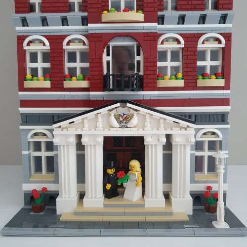 Dark Red Rebuild of Lego Town Hall Set - Not original set, no manuals, no box