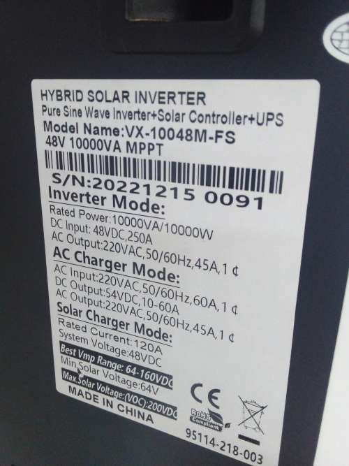 48v 10kva 10000w MPPT hybrid inverter