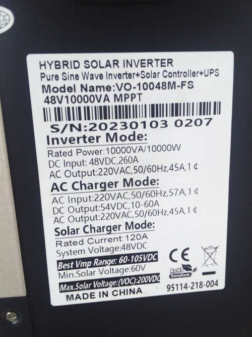 48v 10kva 10000w MPPT hybrid inverter