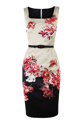 NEW COLLECTION belted BLACK WHITE FLOWER PENCIL formal evening cocktail  dress size S M L!!!!