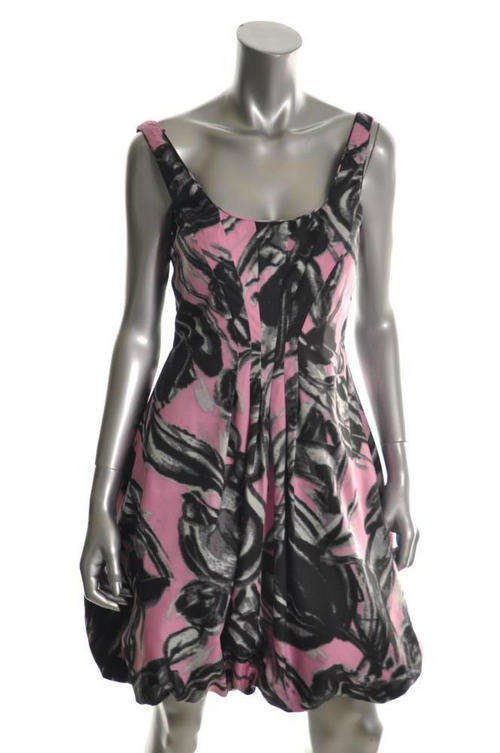 CLEARANCE Jessica Simpson black pink tulip baby doll cocktail evening party dress!!! USA 6! S-M
