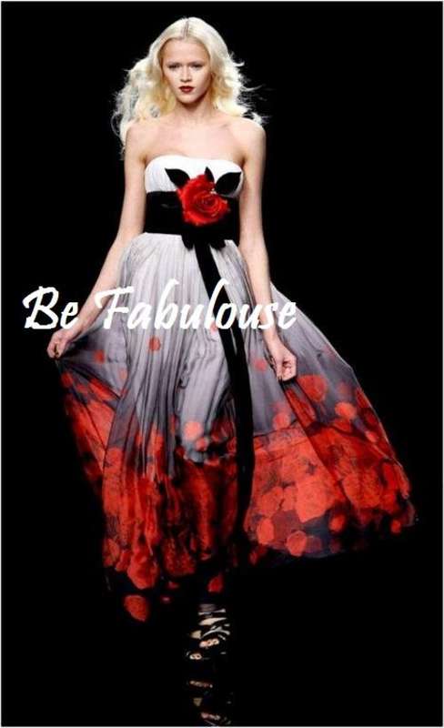 Red white black flower printing Matric farewell evening beaded party dress !!!