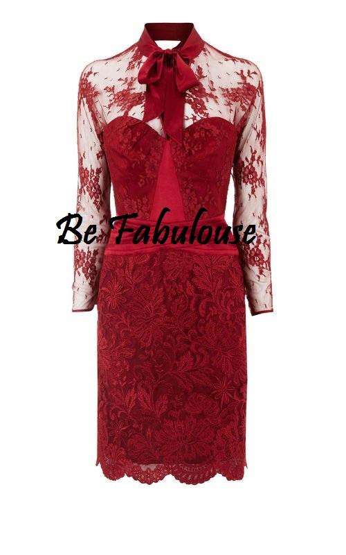 READY MADE Black red cut back lace evening cocktail party dress size S M L !