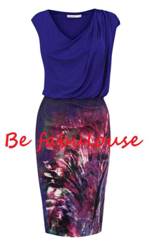 NEW COLLECTION Tropical print jersey Blue Purple pencil evening cocktail party dress size S M L