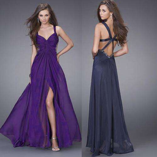 AFFORDABLE collection blue purple purple chiffon cross back lace up back  dress SEXY !!!