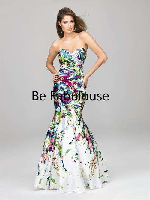 READY MADE 4-14 USA MULTICOLOR satin mermaid studded Matric farewell evening dress!!!