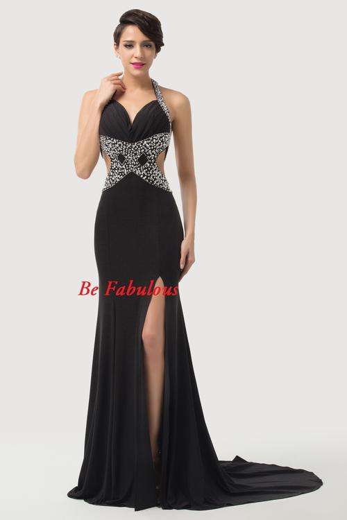 NEW INN BLACK leg slit cross back evening cocktale dress !!!