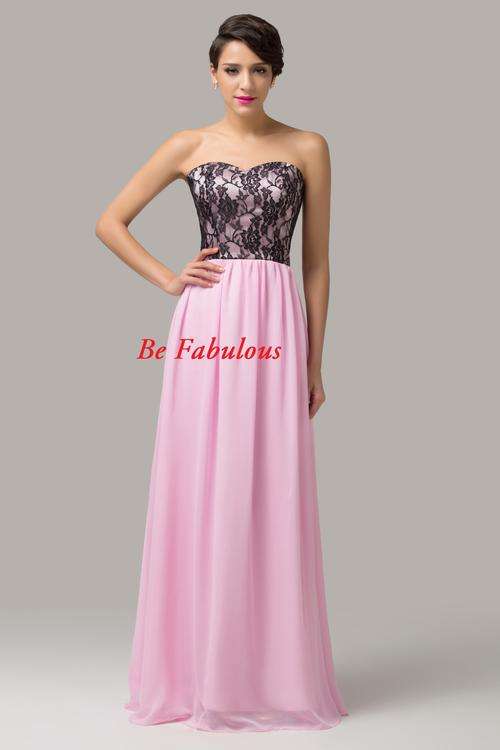 NEW INN pink black lace  chiffon lace up  back cocktale dress !!!