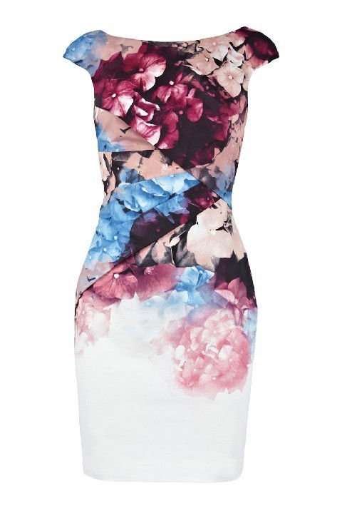 Karen Millen design evening NEW COLLECTION  pencil floral white cocktail party dress  size S M L
