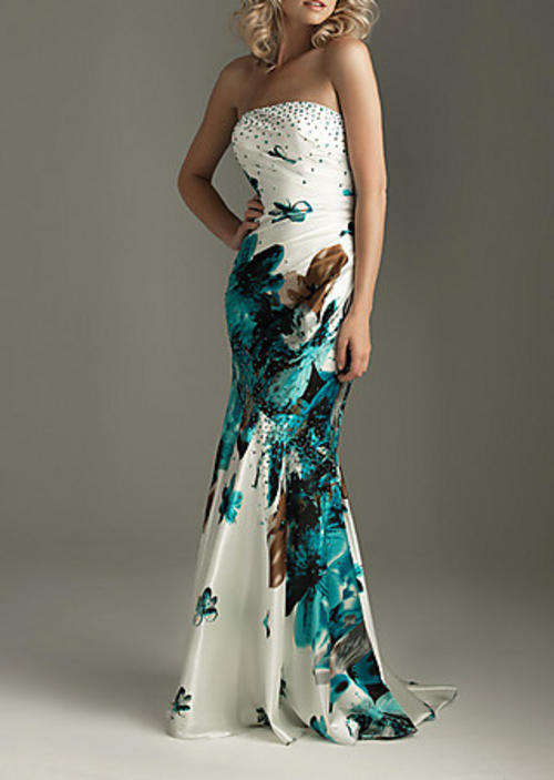 White printing MUTI COLOR flower Matric farewell evening off shoulder dress FREE SHIPPING!!!