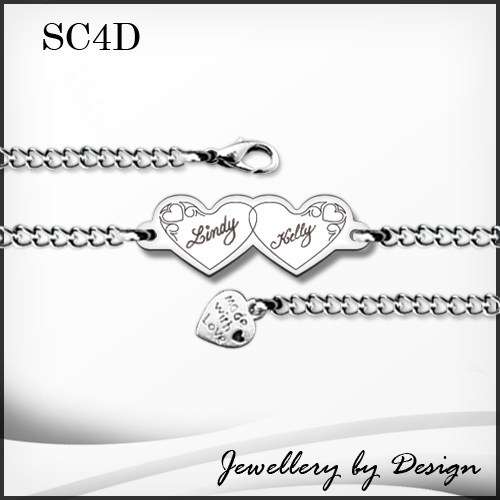 DOUBLE HEART BRACELET + FREE ENGRAVING (SC4D)