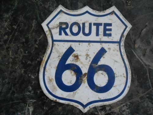 ROUTE 66 BLUE METAL SIGN