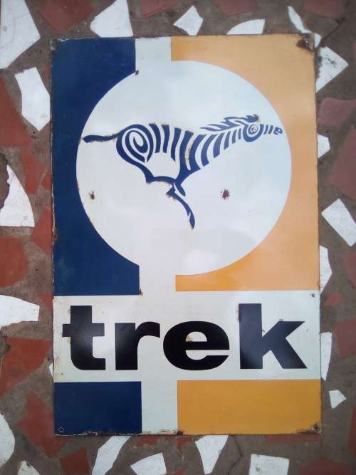 Trek petrol metal painted sign