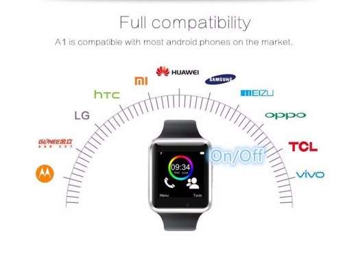A1 smart watch phone and free small bluetooth earpice for phones