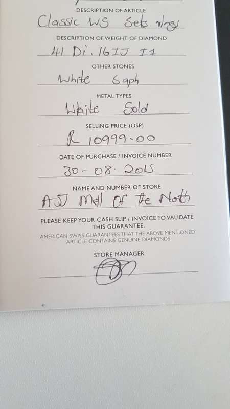 Wedding Ring Set Valued at R10999 As new