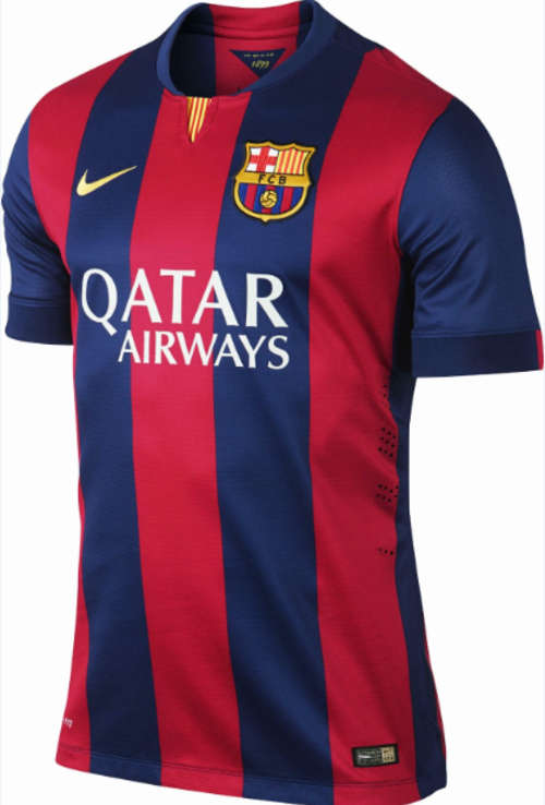 BARCELONA 2014/2015 HOME SHIRT SOCCER / FOOTBALL JERSEY - SIZE L