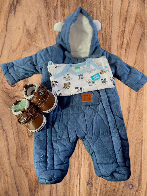 Puffed Denim Onesie