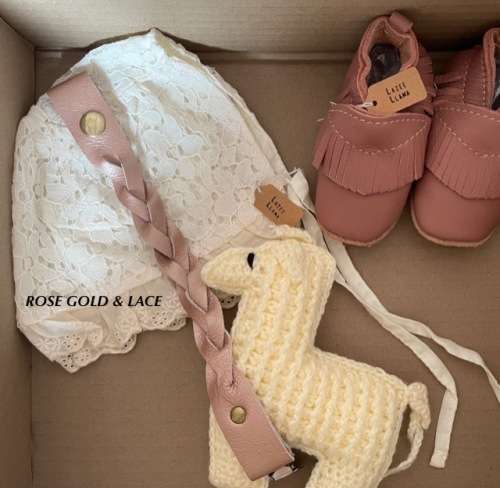 Genuine Leather Rose Gold & Lace Combo