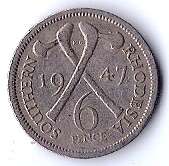 1947 Southern Rhodesia Six Pence