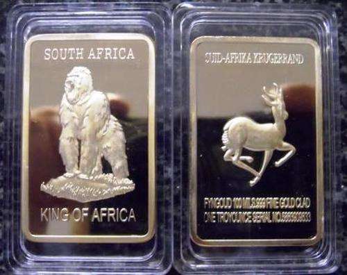 South-Africa Gorilla 1oz .999 24k Gold Clad bar.