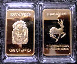 South-Africa Lion 1oz .999 24k Gold Layered Clad bar.