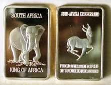 South-Africa Elephant 1oz .999 24k Gold Layered Clad bar.