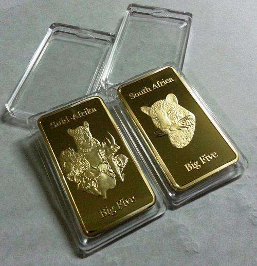 The all new Big 5 "Leopard" 1oz .999 24k Gold Clad bar.