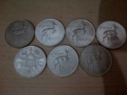 21 x R1 coins dated from 1966 to 1976 unc from mint packs
