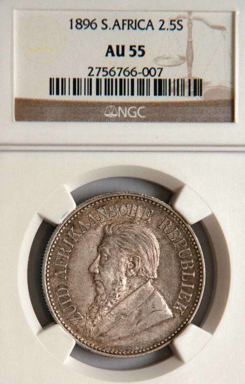 1896 ZAR 2 1/2 Shillings NGC AU 55