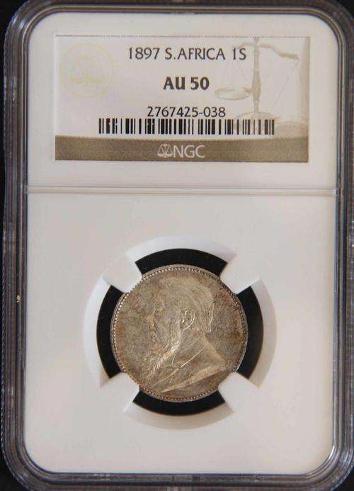 ZAR - 1897 - 1 Shilling - NGC - AU 50
