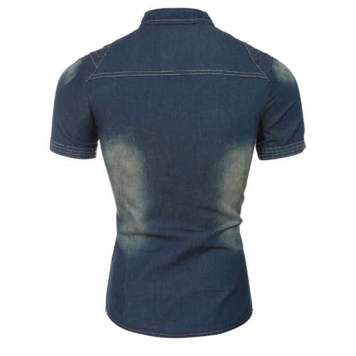 Men Shirt-Dark Blue short sleeve