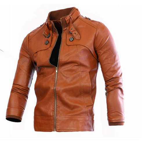 Men's Lovely Brown PU Coat