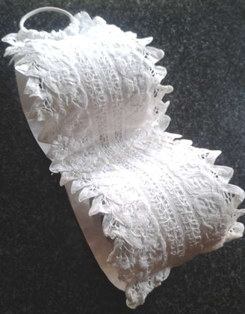 Elegant vintage tape lace toilet roll holder