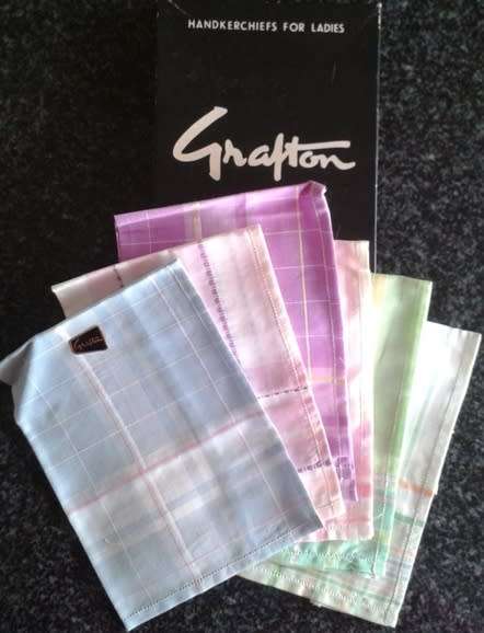 Six gorgeous boxed Grafton checked cotton hankies