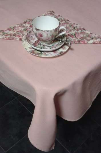 Small pink vintage linen tablecloth / centre piece